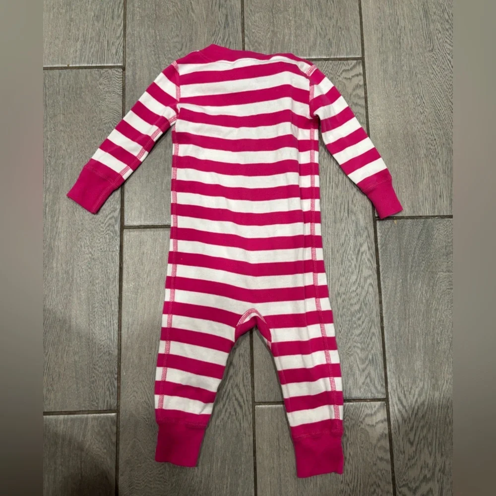 Hanna Andersson Baby Girl Pink/White Stripe Sleeper Size 70 6-12 months